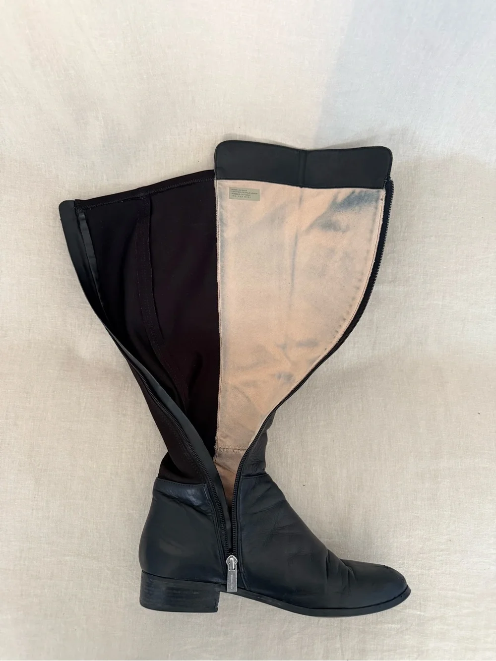 Michael Kors Over-the-Knee Leather Stretch Boots Sz 7.5 Fits 8 Black Low Heel